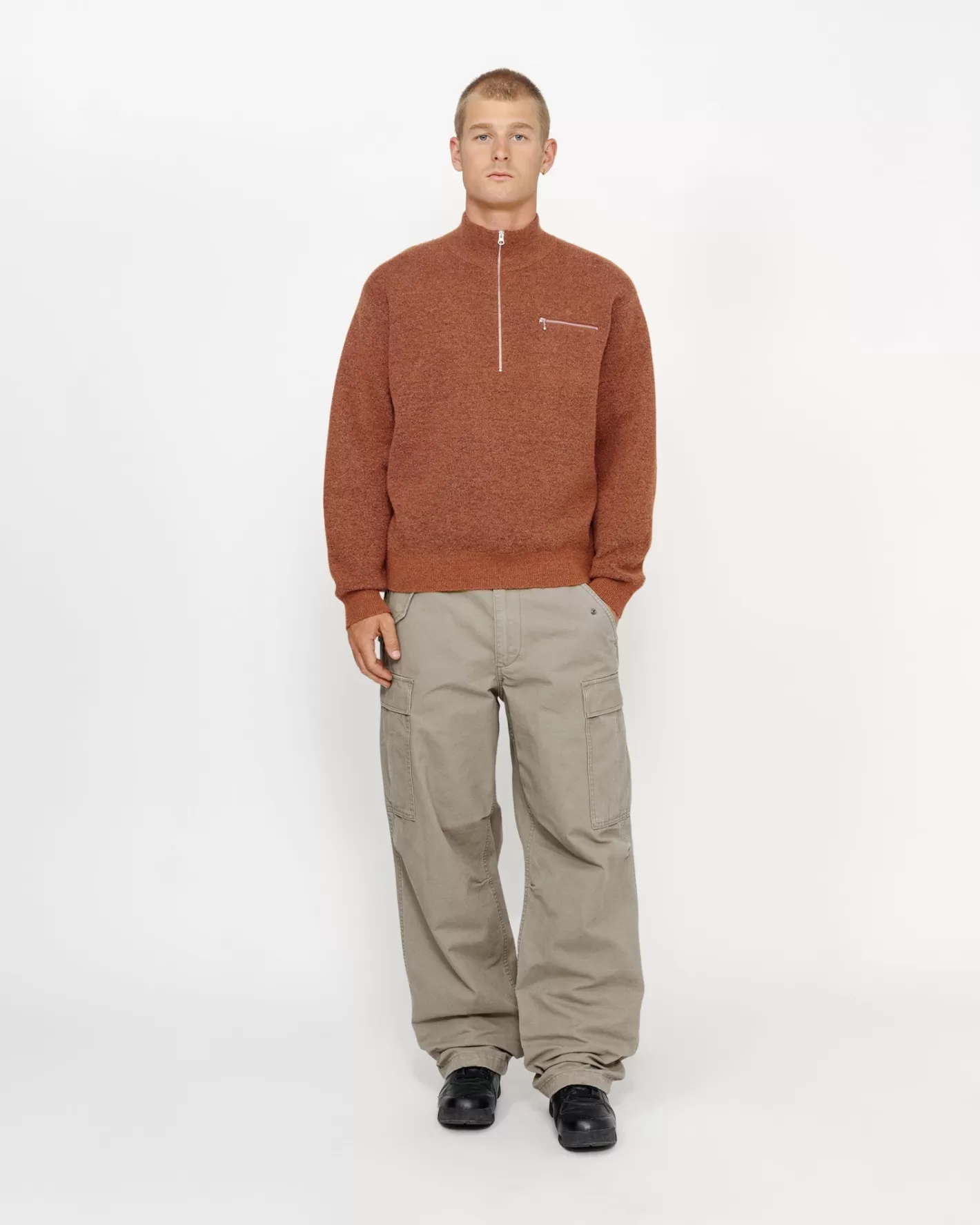HALF ZIP MOCK NECK SWEATER>Stüssy Hot