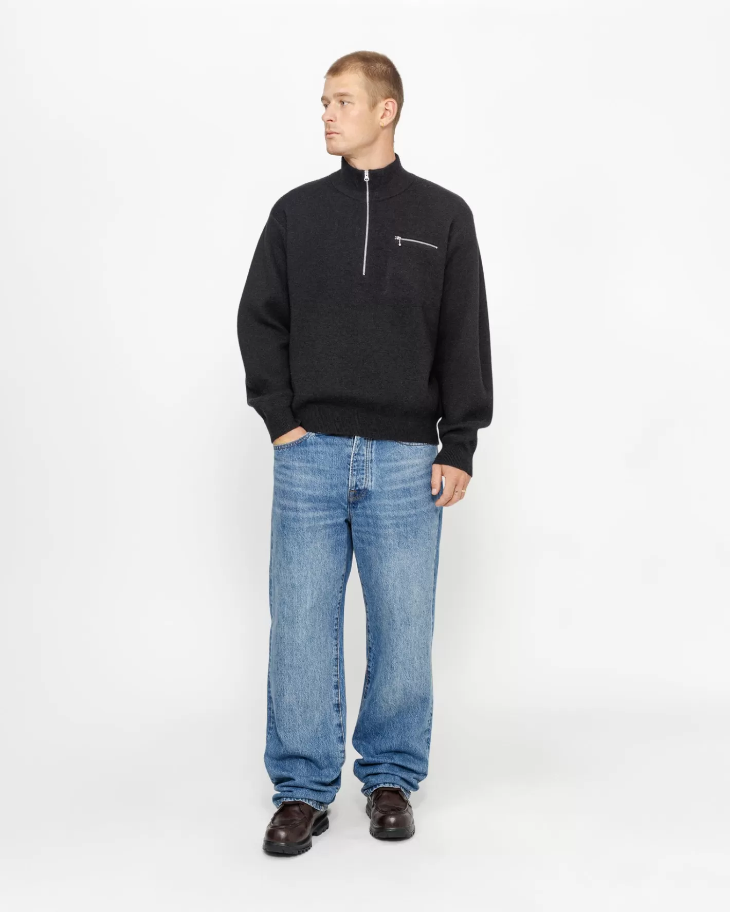 HALF ZIP MOCK NECK SWEATER>Stüssy Store