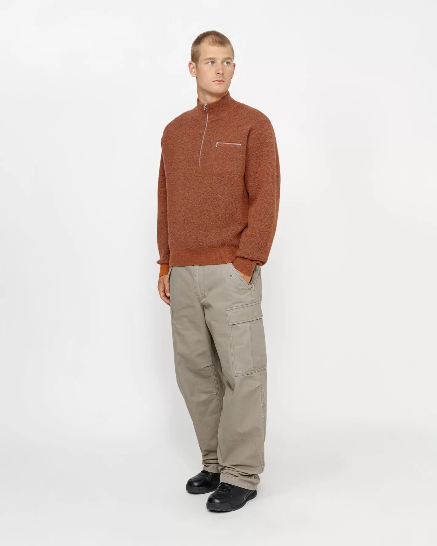 HALF ZIP MOCK NECK SWEATER>Stüssy Hot