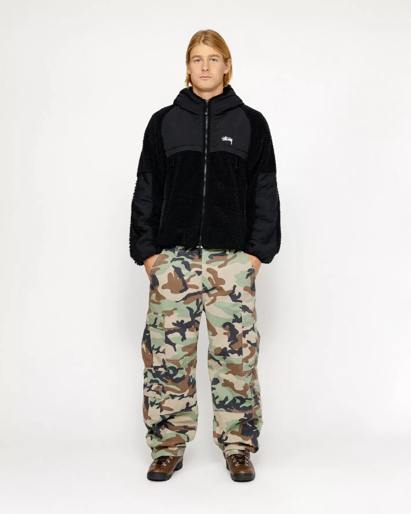 SHERPA PANELED HOODED JACKET>Stüssy Online